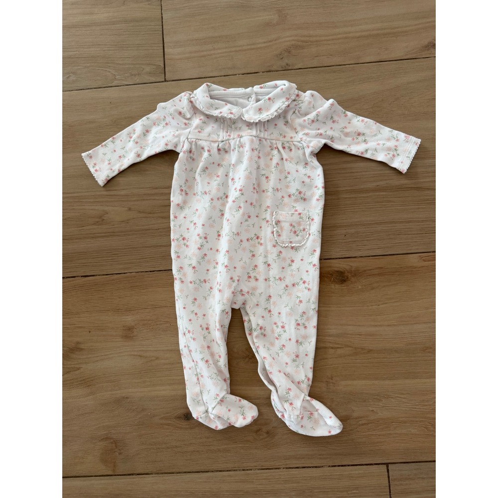 Ralph Lauren Baby Girls Floral Footed Romper Sleep Play White Pink 9M
